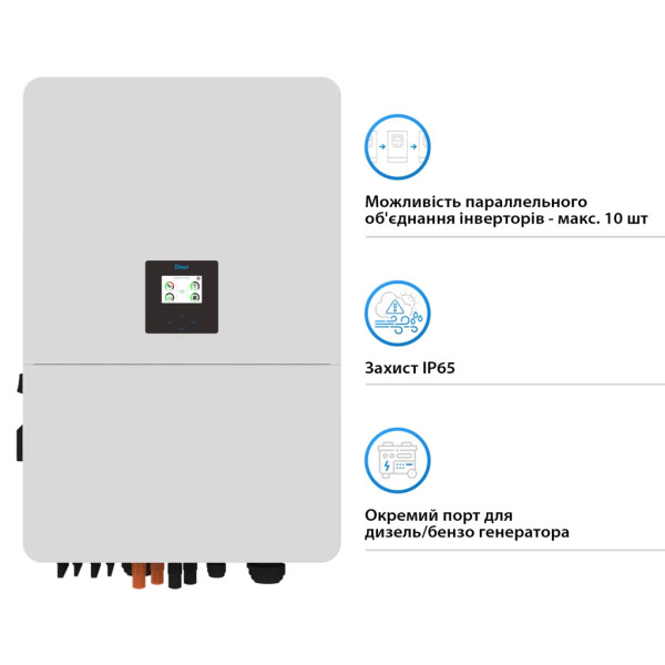 Сонячний інвертор Deye SUN-60K-SG02HP3-EU-EM6 WiFi, 60кВт 3ф (SUN-60K-SG02HP3-EU-EM6)